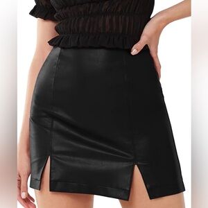 Black Faux Leather Skirt